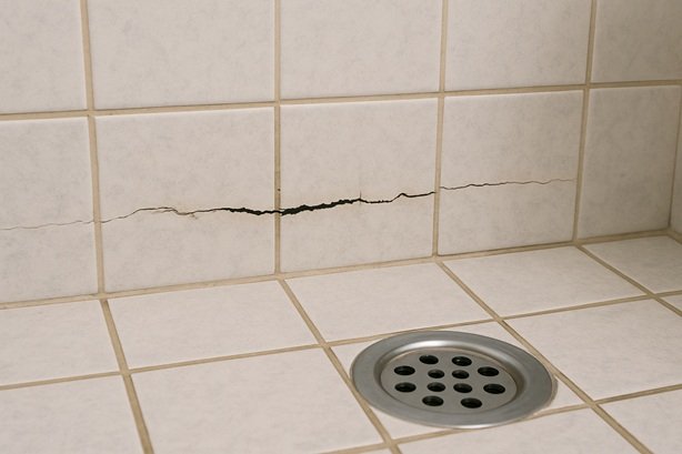 Cracked grout and tiles in shower