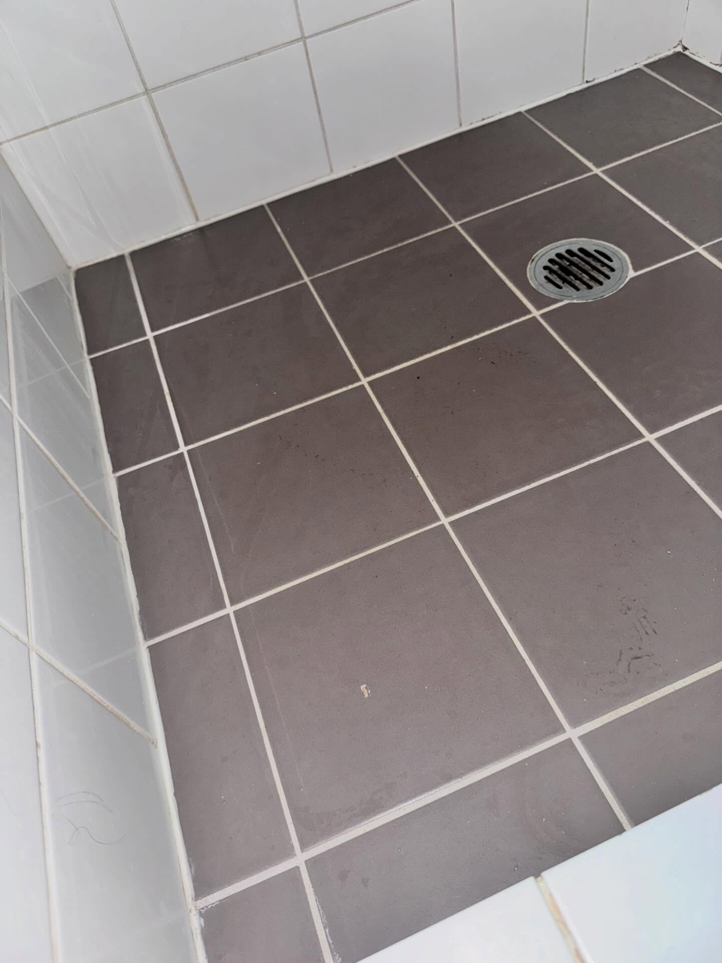 Leaking shower base repaired and regrouted in Thornlie Perth by Regrouting Rescue