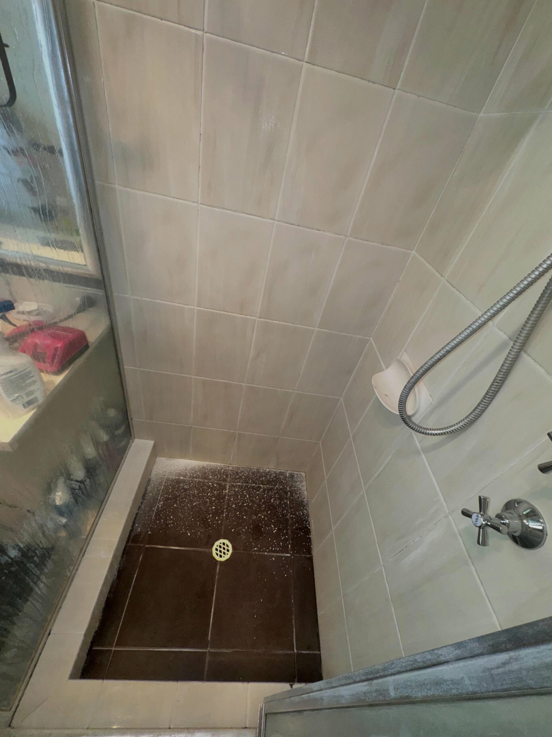 Shower base before regrouting Westminster